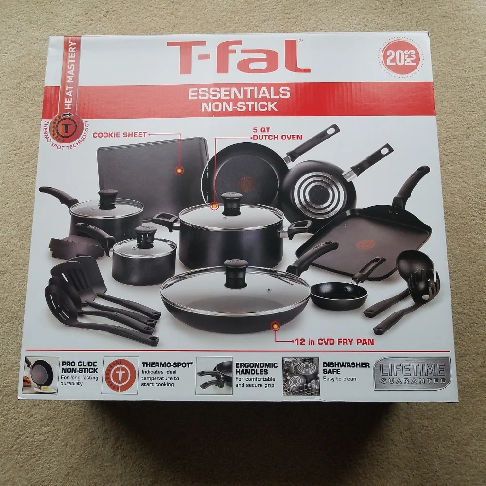 T-Fal 2-pc Plastic Kitchen Utensils Laddle & Pasta Fork SET NEW